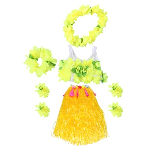 DEARMAMY 1 Satz Bunter Grasrockanzug Sommer-luau-rock Luau Partyrock Hawaiianische Armbänder Hawaiianische Stirnbänder Hawaii-party-hula-kleid Hawaiianischer Hula-rock Kunststofffaser von DEARMAMY