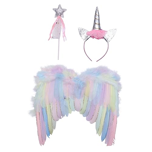 DEARMAMY 1 Satz Einhorn Verkleiden Sich Für Engel Kostüme Für Flügel-kopfschmuck-kostüm Cosplay-engel-kostüm Feder Colorful von DEARMAMY