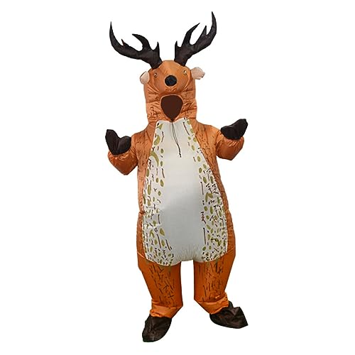 DEARMAMY 1 Satz Elch Aufblasbarer Anzug Rentier-cosplay-kostüm Im Freien Aufblasbarer Rentieranzug Halloweenkostüm Rentier Aufblasbares Kostüm Reh Outfits Light Brown 190t Polyester von DEARMAMY