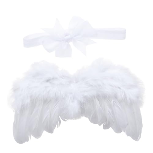 DEARMAMY 1 Satz Engelsflügel-set Mädchen-outfit Kostüm Flügel Flügeldekor Für Mädchen Cosplay-requisiten Für Kinder Kleine Flügel Neugeborene Kleider Für Mädchen Flügel Kostüm Feder Weiß von DEARMAMY