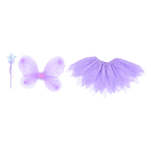 DEARMAMY 1 Satz Feenkleid Für Kinder Kostüme Für Mädchen Röcke Für Kinder Zubehör Für Kinderkostüme Tüllkleid Selber Machen Kleiderflügel Requisiten Feenkleid Mit Flügeln Violett von DEARMAMY