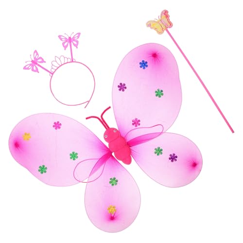 DEARMAMY 1 Satz Feenohrringe für geführte Schmetterlingsflügel Solar-Schmetterlingslichter feeflügeln fairy wand schmetterlingsflügel Cosplay-Schmetterlingsflügel Stoff Rosy von DEARMAMY