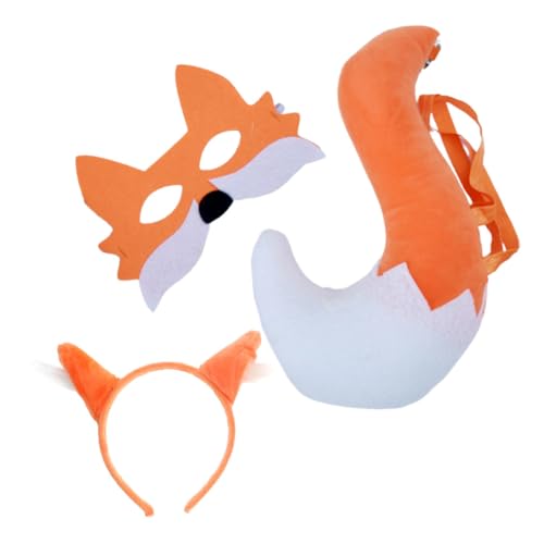 DEARMAMY 1 Satz Fuchs-anziehset Tiermaske Für Kinder Fuchs Cosplay Prop Cosplay-fuchsmaske Tier-cosplay-kit Stirnband Mit Fuchsohren Fuchs Kostümzubehör Halber Fuchs Orange Plastik von DEARMAMY