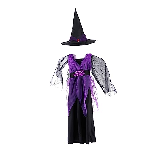 DEARMAMY 1 Satz Hexenkostüm Halloween-Cosplay-Kostüm Halloween- halloween costume halloween kleidung Cosplay-Kleidung für Mädchen Rollenspielkleidung für Mädchen Gittergewebe Violett von DEARMAMY