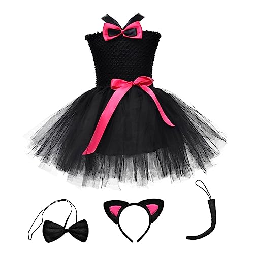 DEARMAMY 1 Satz Katzenrock Anzug Kleidung Leistungsrock Für Mädchen Tutu-rock Halloween-tutu-kleid Festival-cosplay-kostüme Tutu-kleid Für Kostümanzug Für Baumwolle Rosy von DEARMAMY