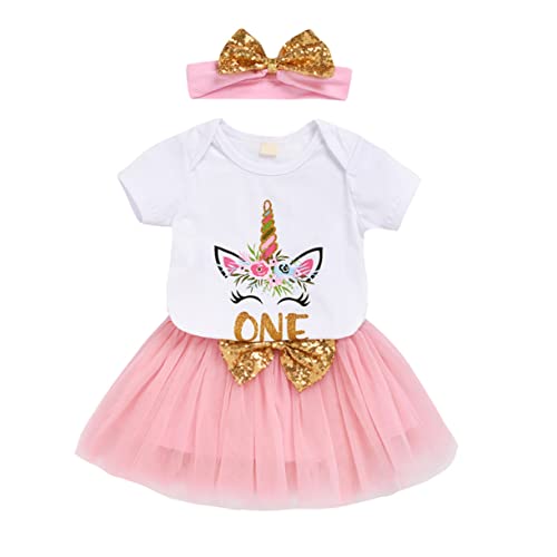 DEARMAMY 1 Satz Mädchenröcke Partykostüm Geburtstagsoutfit Für Mädchen Einhorn-tutu-kleid Cosplay-kleidung Rosa von DEARMAMY