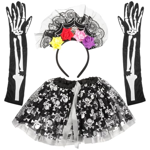 DEARMAMY 1 Satz Masken Kostüm für kleines Mädchen Halloween-Tutu-Rock und Stirnband halloween haarreif halloween headband Halloween-Tutu-Rock und Handschuhe Halloween-Party-Stirnband Stoff von DEARMAMY