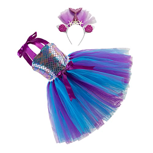 DEARMAMY 1 Satz Mesh-Rock kleiderstange haarband Cosplay costume geburtstagsfeier Performance skirt Mädchen kleiden sich Mädchenkostüm Mädchen Kinderkleid Kinderkostüm Stoff Violett von DEARMAMY