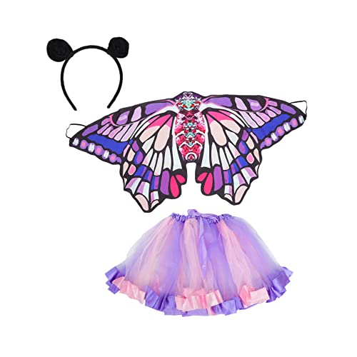 DEARMAMY 1 Satz Mesh-Tutu-Rock Feen-Outfit für Mädchen Tutu-Kostüme für Mädchen Flügel Kostüme kinder ballettkleidung hauchdünnes Kleid mit Schmetterlingen Schmetterlinge kleiden sich von DEARMAMY