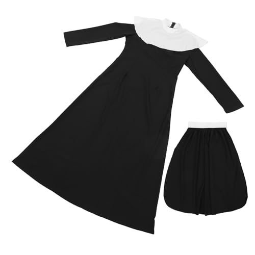 DEARMAMY 1 Satz Nonnen-Outfit Damen halloween costume halloween kleidung fasnachtskostüme halloween kostü karnevalskleidung Nonnenkleidung Cosplay-Nonnenkostüm Frauen Nonne Kostüm Elasthan von DEARMAMY