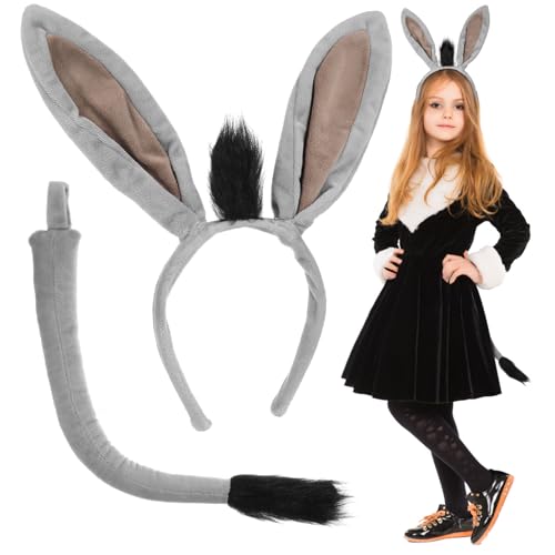 DEARMAMY 1 Satz Passend Zum Esel-outfit Esel-kostüm-ohr Zootier-kostüm-stirnband Eselsohren Erwachsener Stirnband Für Zootiere Stirnband Mit Eselsohren Stirnband Aus Eselshorn Grey Garn von DEARMAMY