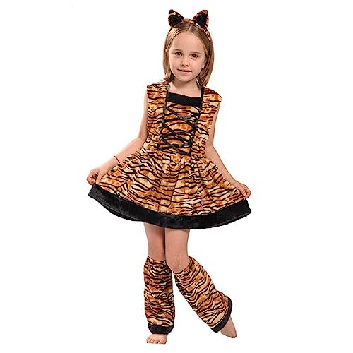 DEARMAMY 1 Satz Performance-Kleidung Outfit für Mädchen Cartoon-Tierkostüm Tiger-Cosplay-Kostüm Mädchenkostüm verkleidung kinder kinderkleider Kinderkostüm Kostüm für Rollenspiele Brown von DEARMAMY