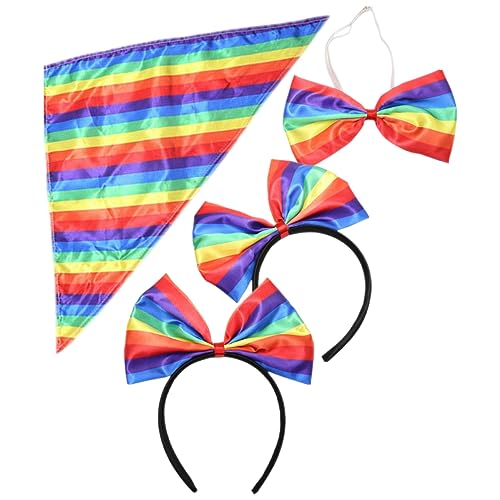 DEARMAMY 1 Satz Regenbogen-Stirnband Make-up-Stirnband Stolz-Outfits Zubehör für Regenbogenpartys mädchen stirnbänder Gay-Pride-Stirnband Regenbogen-Fliege Regenbogen-Bandana Plastik von DEARMAMY