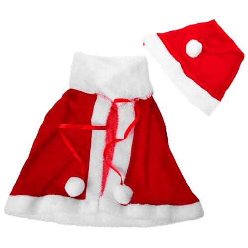 DEARMAMY 1 Satz Santa Cape Party Cosplay Kostüm (kinder) Weihnachtsoutfit Christbaumspitze Beleuchtet Weihnachtsmütze Aufleuchten Kinder Weihnachten Kinder Weihnachtsmann Umhang Rot Stoff von DEARMAMY