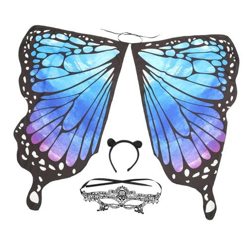 DEARMAMY 1 Satz Schmetterlings-Schal-Cape Schmetterlinge Insekten Kostüme Schmetterlingsverzierungen kopftuch kopftücher Cosplay Schmetterlingsflügel schicke Maskerade Maske Polyester Blue von DEARMAMY