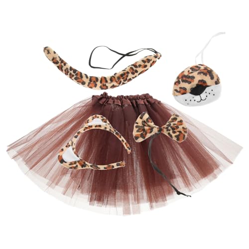 DEARMAMY 1 Satz Weihnachts-leoparden-set Hamster Haarband Leoparden-cosplay-rock Stirnbänder Für Cosplay Haarreif Mit Leopardenohren Leoparden-accessoires Für Damen Tierkostüm Stoff von DEARMAMY