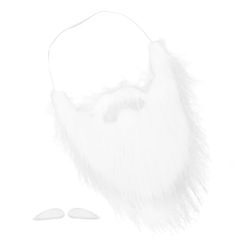 DEARMAMY 1 Satz Weihnachtsbart Augenbrauen Bartpflegeset für Männer Zwerge Borste Perücke Fake augenbrauen Fake Beard Weihnachts-Cosplay-Zubehör Requisiten für Weihnachtsfeiern Plüsch- Weiß von DEARMAMY