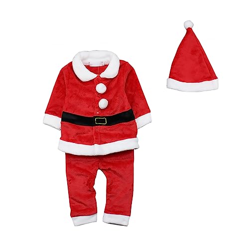 DEARMAMY 1 Satz Weihnachtskleidung Für Kinder Weihnachtsoutfit Kleinkind Weihnachtsmann Anzug Für Kleinkinder Weihnachtsmannkostüm Für Kinder Weihnachtsmann-outfit Für Herren Flanell Rot von DEARMAMY