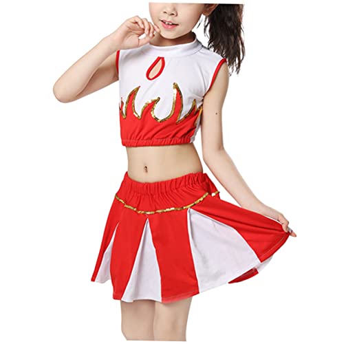 DEARMAMY 1 Set Cheerleading Uniform Kostüme Für Kinder Cheerleader Outfit Kinder Cheerleader Kostüm Cheerleading Rock Für Kinder Tanzkleidung Cheerleader Kostüm Uniform Rot von DEARMAMY