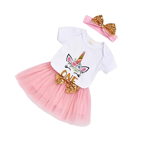 DEARMAMY 1 Set Cosplay Kleidung ädchen Geburtstag Outfit Einhorn Tutu Kleid ädchen Röcke Party Kostü Rosa von DEARMAMY