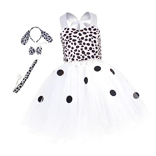 DEARMAMY 1 Set Cosplay Kostü Set Mit Gepunktetem Kleid Und Ohr Stirnband Für ädchen Ideal Für Karneval Halloween Und Festlichkeiten Größe 4 5 Jahre von DEARMAMY