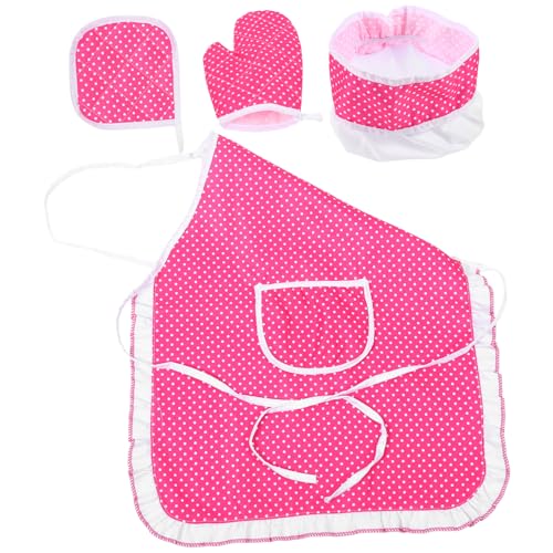 DEARMAMY 1 Set Kinderschürze Ofenhandschuh Kinderschürze Kinderkochmütze Und Schürze Kochkostüm Kochmütze Für Kinder Kochschürze Für Kleinkinder Kinderschürze Kleinkind Kochmütze von DEARMAMY