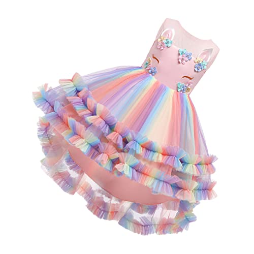 DEARMAMY 1 Teiliges Outfit Ballkleid Für Mädchen Kleid Für Mädchen Party Cosplay Kostüm Mädchen Kinder Kleid Kinder Prinzessinnenkleid Ballkleid Party Tüllkleid Baumwolle von DEARMAMY