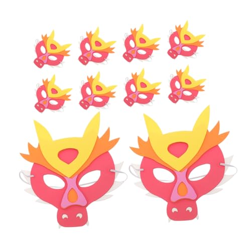 DEARMAMY 10st Kindermaske Zum Jahr Des Drachen Cosplay-maske Party-maske Maske Für Kinder Maskerade-maske Drachenmasken-requisiten Maskenstütze Für Kinder Dekorative Maskenstütze Rot Eva von DEARMAMY