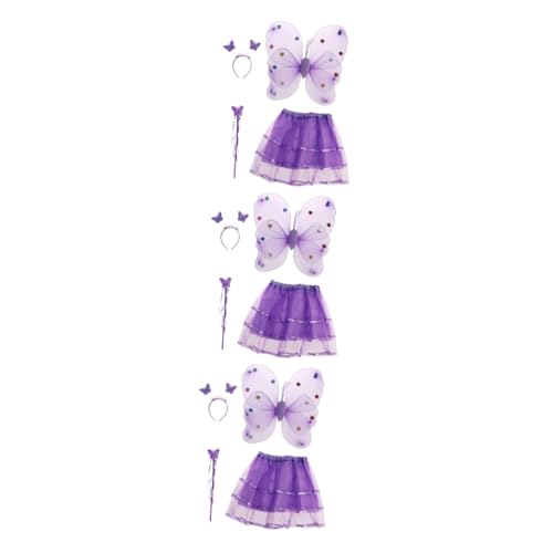 DEARMAMY 12 Stk Feenkostüm für Mädchen kinder rollenspiel diepurpurnen tullrock Zauberstab Fee verkleiden sich für Mädchen Outfits für Mädchen Feenkern Feenflügel für Mädchen Violett von DEARMAMY