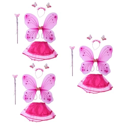 DEARMAMY 12 Stk Kostüm kinderkleider kinderkleidung kinder costume kinderbekleidung party outfit Feenflügel für Frauen Zauberstab der Feenprinzessin Halloween-Party Tutu-Rock Stirnband von DEARMAMY