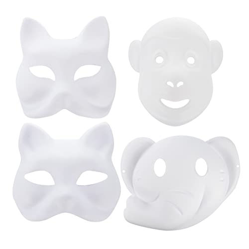 DEARMAMY 12St leere Maske halloween masken halloweenmaske hallowen masks Rollenspiel Masken halloween gesichtsmaske DIY volles Gesicht Hund unbemalt Papiermaske für DIY Cosplay-Zubehör Weiß von DEARMAMY