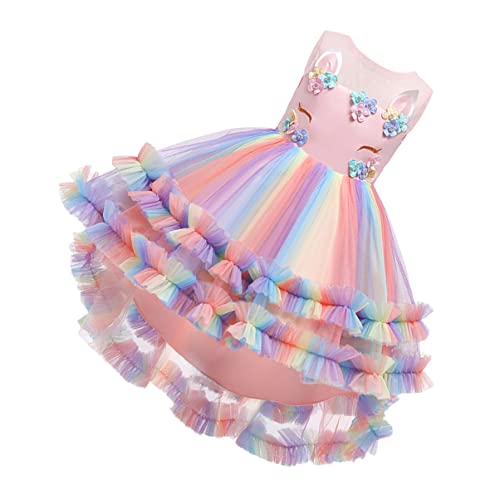 DEARMAMY 1Stk Ballettröckchen paillettenkleid tutu blumenmädchenkleider Festkleid Partykleid für Mädchen Ankleiden Hochzeitskleid für Party-Cosplay-Rock Baumwolle Rosa von DEARMAMY