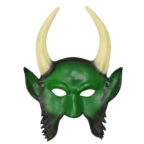 DEARMAMY 1stk Party-maske Teufel Cosplay Hörner Halloween-outfits Cosplay-kostüme Abschlussball Maske Halloween-maske Lustig 3d-tiermaske Cosplay-gesichtskostüm Dose Mit Deckel Green von DEARMAMY