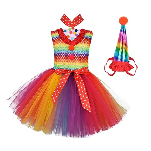 DEARMAMY 1stk Regenbogen Kleid Set Cosplay-kleid Gazerock Tutu-kleid Partyrock Cosplay-rock Performance-kleid Regenbogenkleid Tutu-rock Regenbogen-partykleid von DEARMAMY