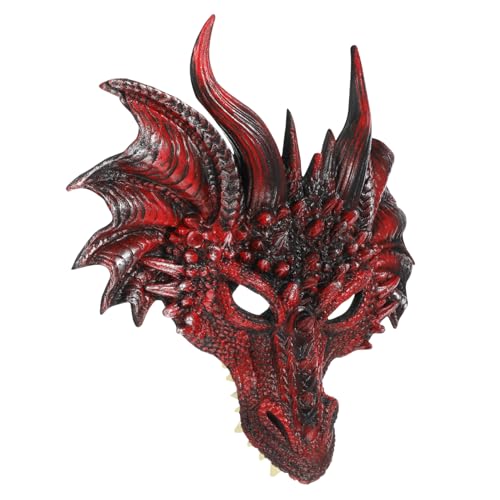 DEARMAMY 1stk Schwarze Rote Drachenmaske Halloween-maske Drachen Kostüm Maske Drachenkopf Cosplay-drache Horrormasken Halloweenkostüm Cosplay-masken Drachenkostüm Für Erwachsene Pu von DEARMAMY