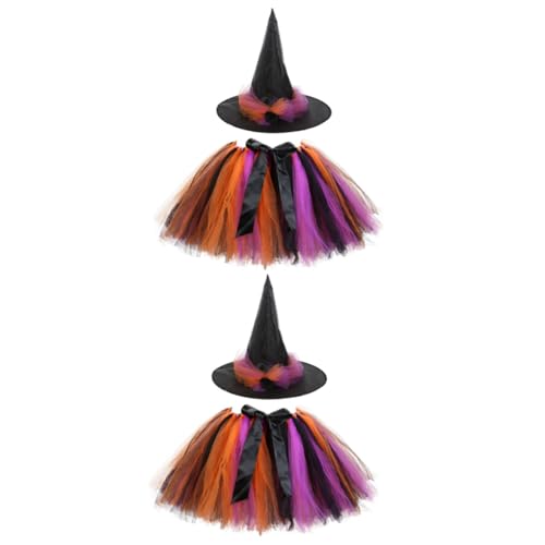 DEARMAMY 2 Sätze Halloween-Hexen-Tutu-Rock-Anzug halloweenkostüme für kinder halloween kleider für kinder Ballkleider für Kinder Kleinkind Mädchen Rock Hexenkostüm Cosplay-Kleid Polyester von DEARMAMY