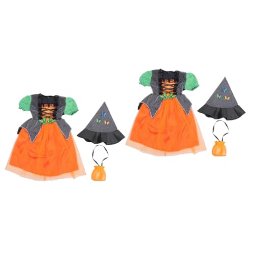 DEARMAMY 2 Sätze Kostüme für Kinder Mädchen Cosplay Kostüme Ballkleid Hexenkleid für Mädchen kinderkostüme halloween kinderkostum halloween kleidung Mädchenkleid Bühnenkostüm Elasthan von DEARMAMY