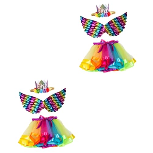 DEARMAMY 2 Sätze Regenbogen Dreiteiliges Set Kinderhalloween-kostümstütze Mädchen-outfit Mädchenkleidung Halloween-kleidung Party-performance-kostüm Kinderanzug Polyester (polyester) von DEARMAMY