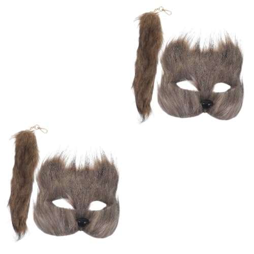 DEARMAMY 2 Sets Fuchsmaske Halloween Augenmaske Cosplay Fuchsmaske Fuchsschwanz Und Maske Fuchskostüm Festivalmaske Cosplay Fuchsschwanz Fuchsschwanzkostüm Halloween Fuchsschwanz von DEARMAMY