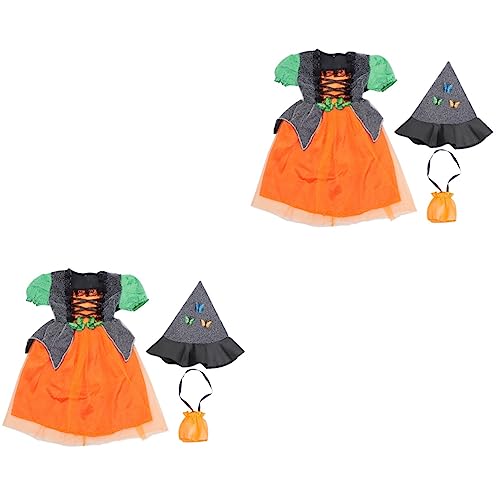 DEARMAMY 2 Sets Kinderkostüme Böse Cosplay Mädchen Halloween Outfit Hexen Outfit Für Frauen Hexenkleidung Kinder Zaubererkostüm Mädchenkleidung Hexenkostüm Ballkleider von DEARMAMY