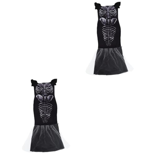 DEARMAMY 2 Stk Halloween-Hexenkostüm Kleideroberteile für Damen Mädchen-Outfit Totenkopfkleid halloween costume halloween kleidung Mädchen kleiden sich Fischschwanzkleid für Damen Polyester von DEARMAMY