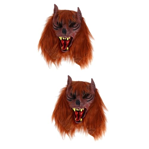 DEARMAMY 2 Stk Wolfsmaske Masken für Erwachsene Halloween-Foto-Requisiten tierische Maske Halloween-Tier Halsmaske halloween costume halloween kleidung Halloween-Maske Cosplay-Maske Brown von DEARMAMY