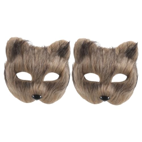 DEARMAMY 2 Stk tierische Maske Masken Fuchs halloween mask halloweenmaske cosplay mask Verkleidungsparty face mask halloween funny mask Tiermaske für Cosplay Maskerade-Party-Maske Plastik von DEARMAMY