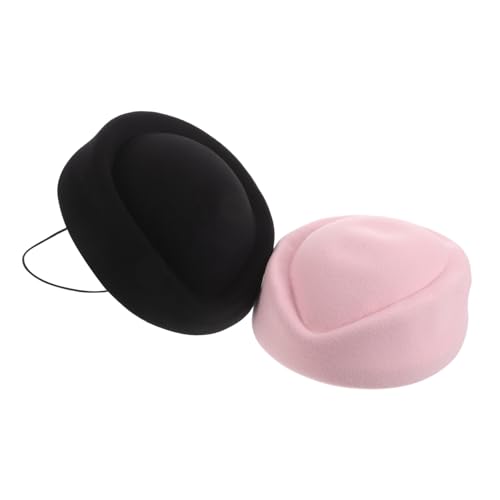 DEARMAMY 2 Stück Teiliges Stewardess Mütze Damen Retro Flugbegleiterin Barett Hut für Airline Kostüm Bühnenauftritt Cosplay Party Rosa Schwarz DEARMAMY 2 Stück Teiliges Stewardess Mütze Damen Retro Flugbegleiterin Barett Hut für Airline Kostüm Bühnenauftritt Cosplay Party Rosa Schwarz von DEARMAMY