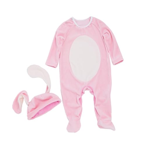 DEARMAMY 2 Teiliges Kleidungsset Mit Hasenohren Langärmeliger Overall Und Kappe Rosa Größe 59 Für 0 3 Monate Ideal Für Neugeborene Und Süße Fotoshootings Im Kleiderschrank von DEARMAMY