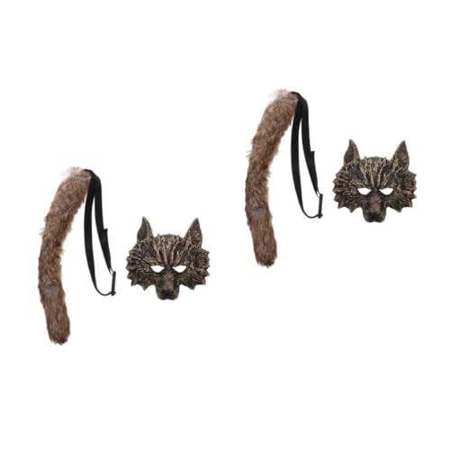 DEARMAMY 2-teiliges Set Wolf-kostüm-set Tiergesichtsmaskenkostüm Werwolfkostüm Für Erwachsene Dämonenmaske Halloween-werwolf-maske Halloween-maske Fuchsmaske 3d-werwolf-maske Golden Strigoi von DEARMAMY