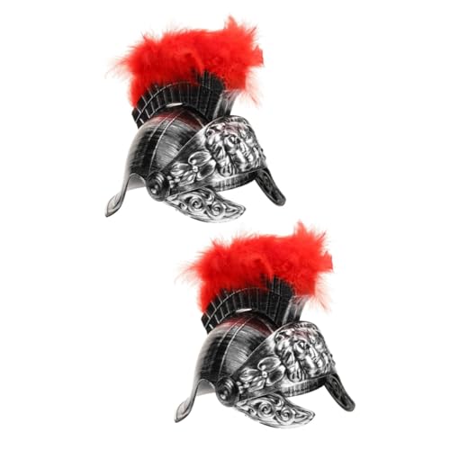 DEARMAMY 2St Antiker römischer Kriegerhut Erwachsene Helm Römischer Helm für Kinder Outfit Halloween Costume Halloween Kleidung Männer römisches Kostüm Männer römischer Helm Plastik Silver von DEARMAMY