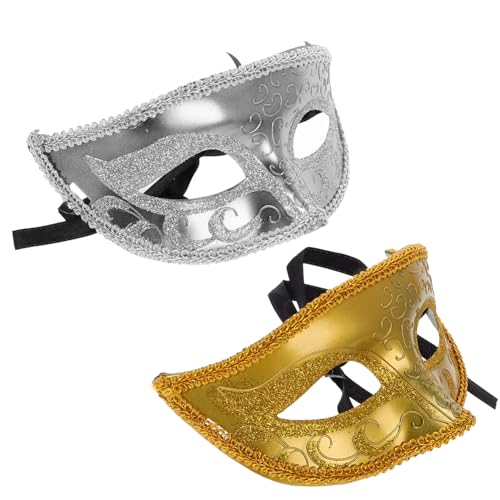 DEARMAMY 2St Plastikmaske Maskierte Maske Partymasken Verkleidung Zubehör Lustige Maske Silberne Maske Scherzmaske Abschlussball Maske neuartige Maske Party-Masken Maskerademaske für Männer von DEARMAMY