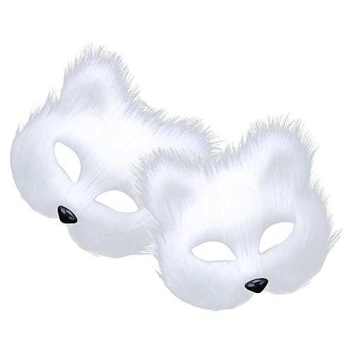 DEARMAMY 2St Plüschtiermaske halloween masken halloweenmaske lustige tierkostüme Plüschfuchsmasken Fuchs Maske Cosplay halloween deko Cosplay-Maske Party-Maske Plastik Weiß von DEARMAMY