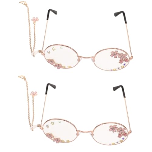 DEARMAMY 2St Runde Brille mit gotischer Schleife Kawaii-Brille Cosplay-Brille Lustige Brille für Damen Gläser leuchtbrillen faschingsbrille Cosplay-Party-Brille ästhetische Brille Metall von DEARMAMY